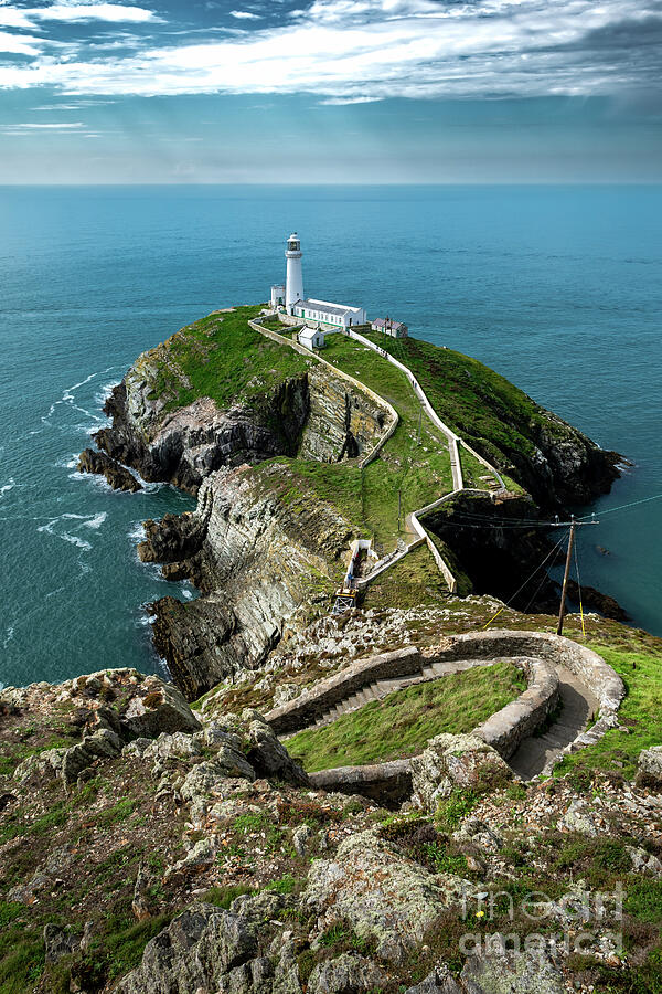 Spectacular Path With Steep Steps To South Stack Island With South Stack Lighthouse And View To The  Photograph by Andreas Berthold