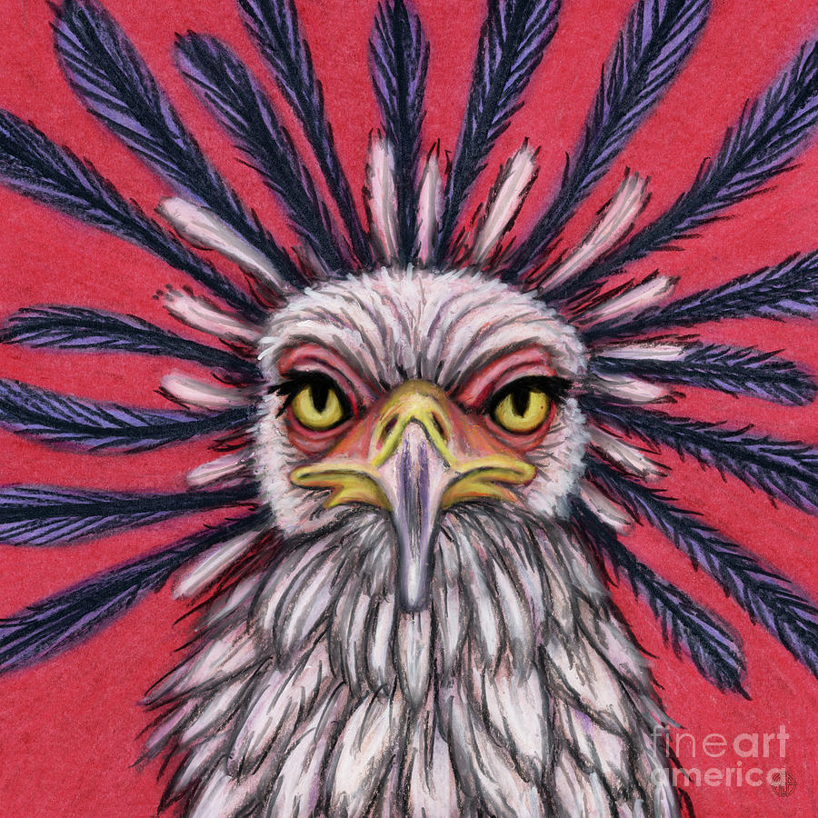 Spectacular Secretarybird Painting by Amy E Fraser