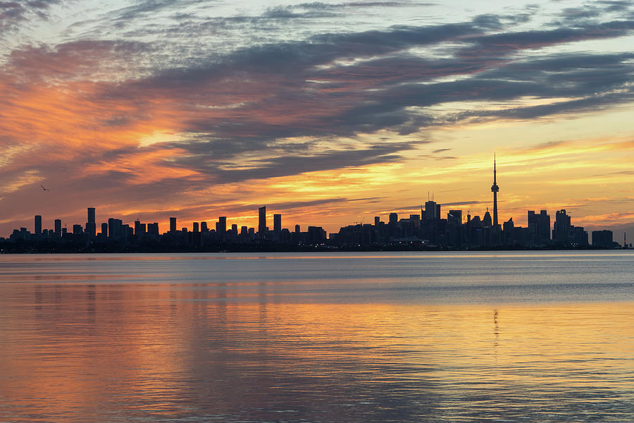 Spectacular Sky - Toronto Distinctive Skyline Just Before Sunrise Photograph