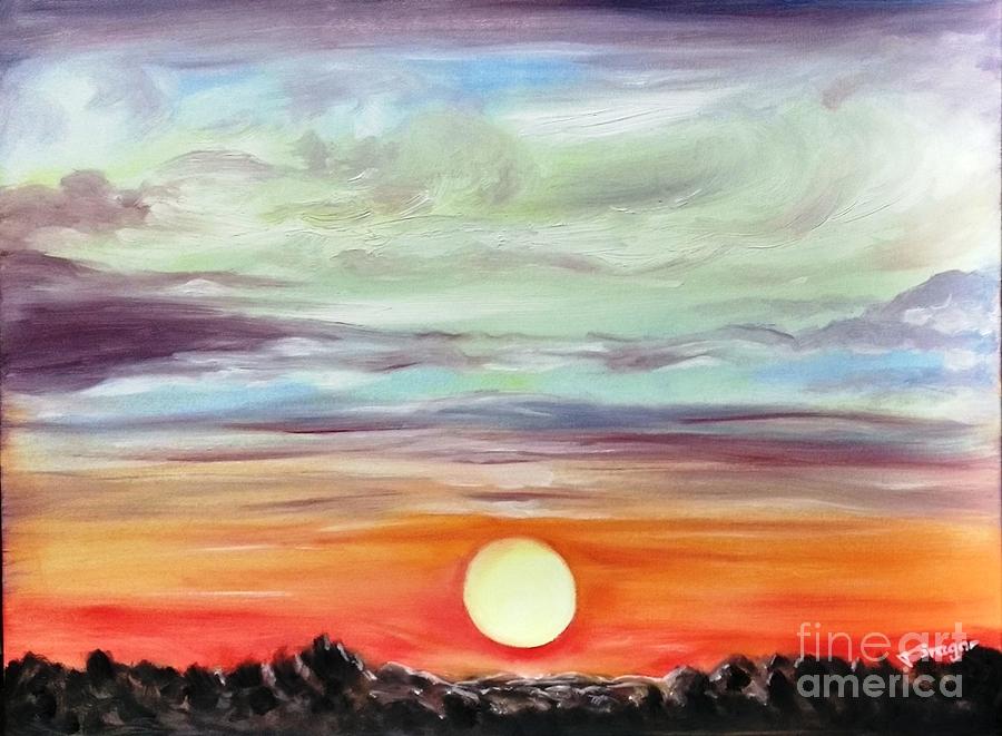 Spectacular sunset Painting by Tatiana Sragar