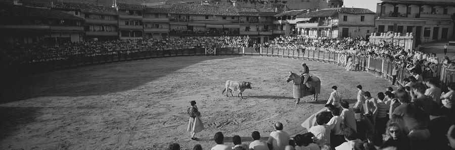 Spectators watching bullfighting in a stadium, Spain Photograph by Panoramic Images