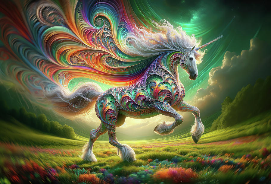 Unicorn Digital Art - Spectral Spirals by Bill and Linda Tiepelman