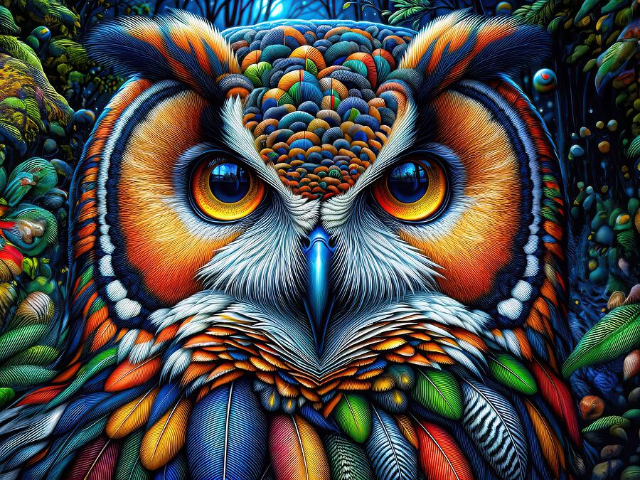 Owl Digital Art - Spectrum of Wisdom by Bill And Linda Tiepelman