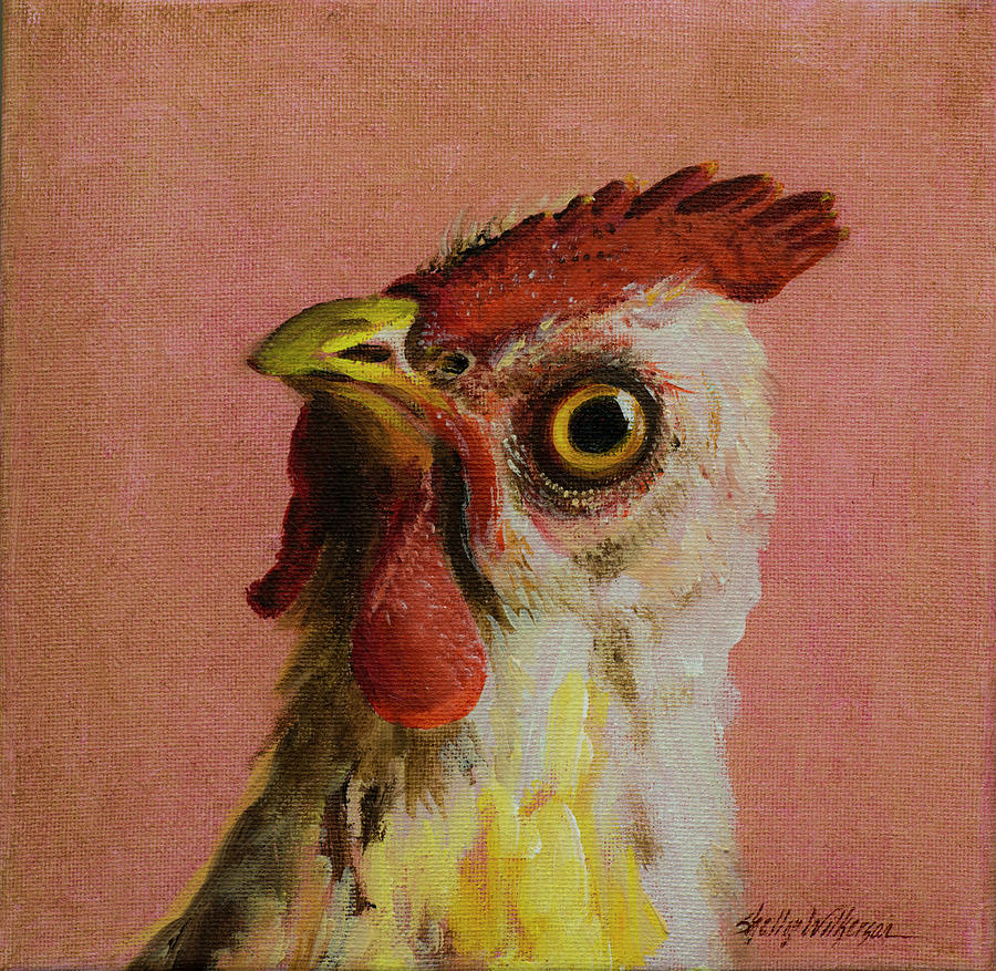 Suspicious Hen Painting by Shelly Wilkerson