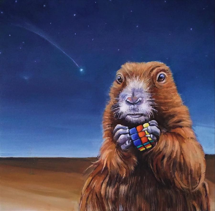 Speed Cubing on the Prairie Painting by Jean Cormier