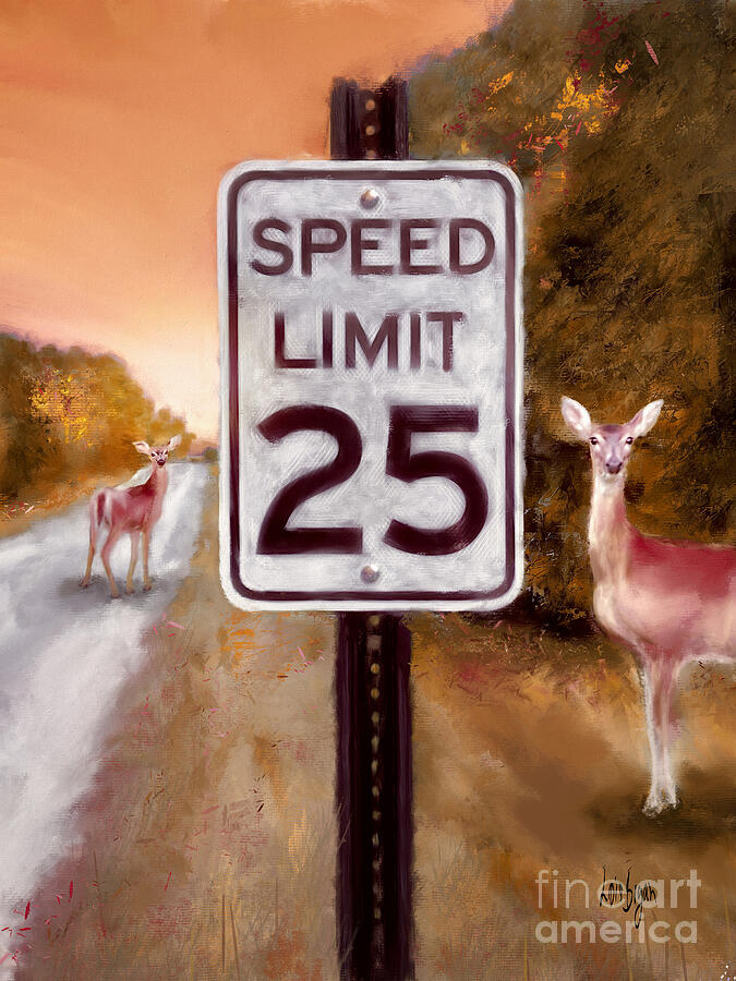 Speed Limit Sign In Autumn Digital Art by Lois Bryan