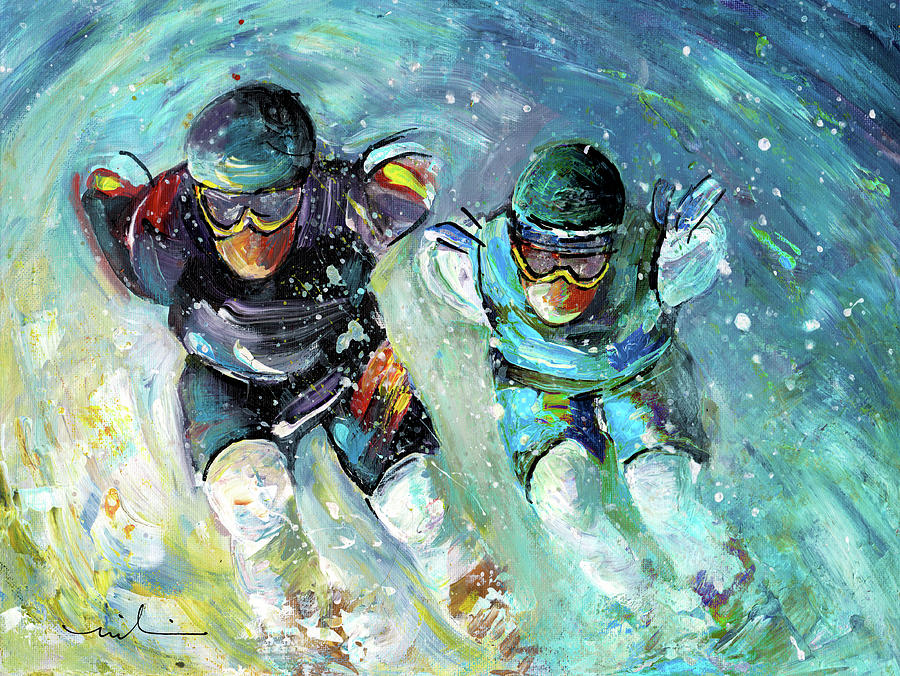 Speed Skating Beijing 03 Painting by Miki De Goodaboom
