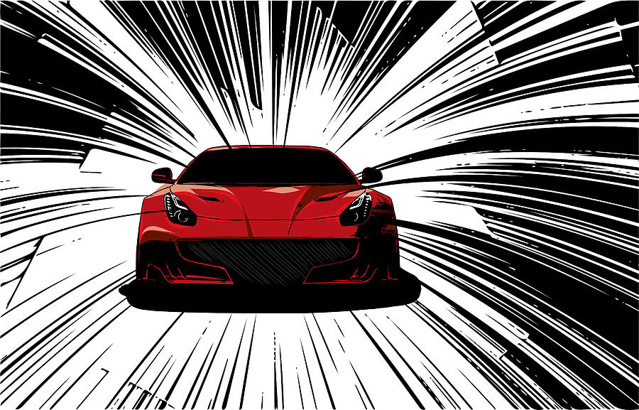 Transportation Digital Art - speed Super Car Vector illustration in the road by Dean Zangirolami
