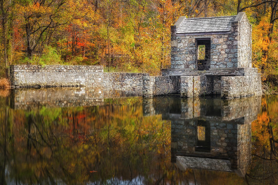Speedwell Dam In Autumn Photograph by Susan Candelario