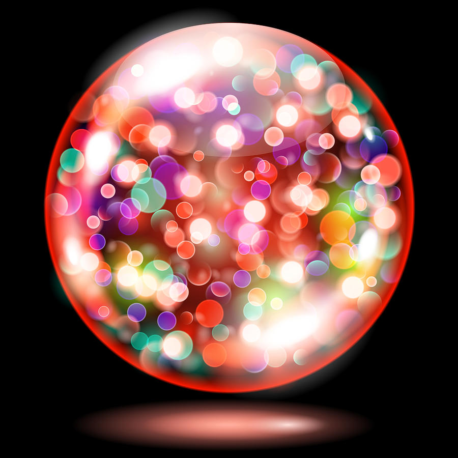 Sphere with sparkles in red colors Drawing by 31moonlight31