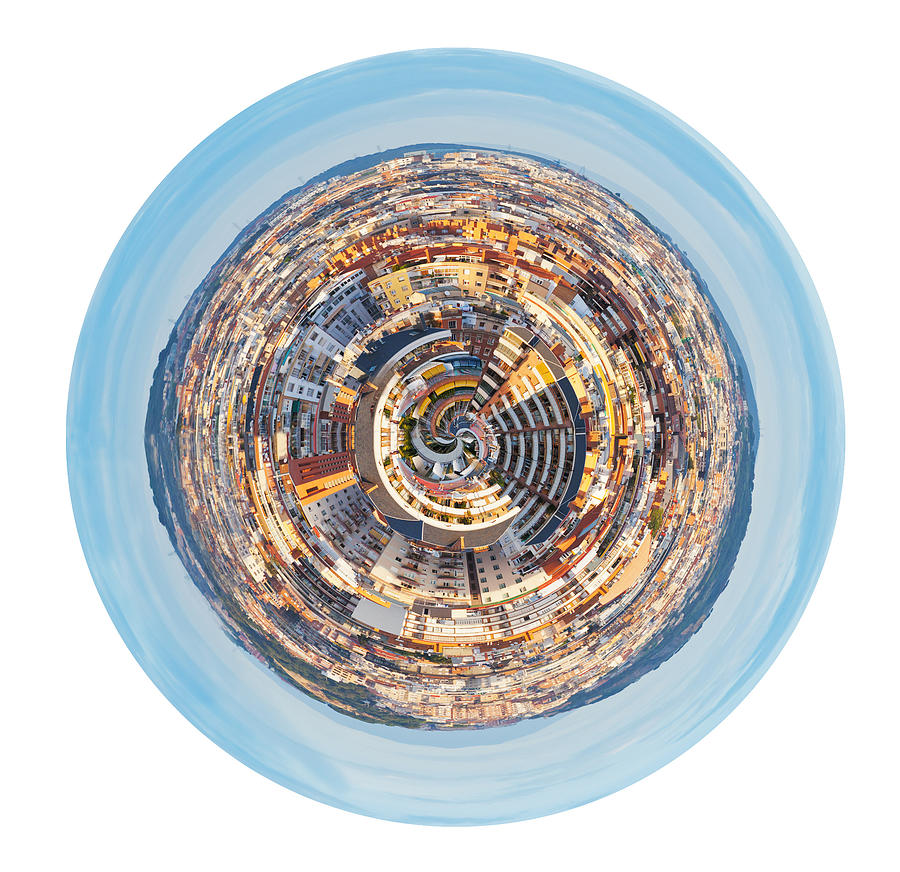 spherical view of district in Barcelona, Spain Photograph by VvoeVale