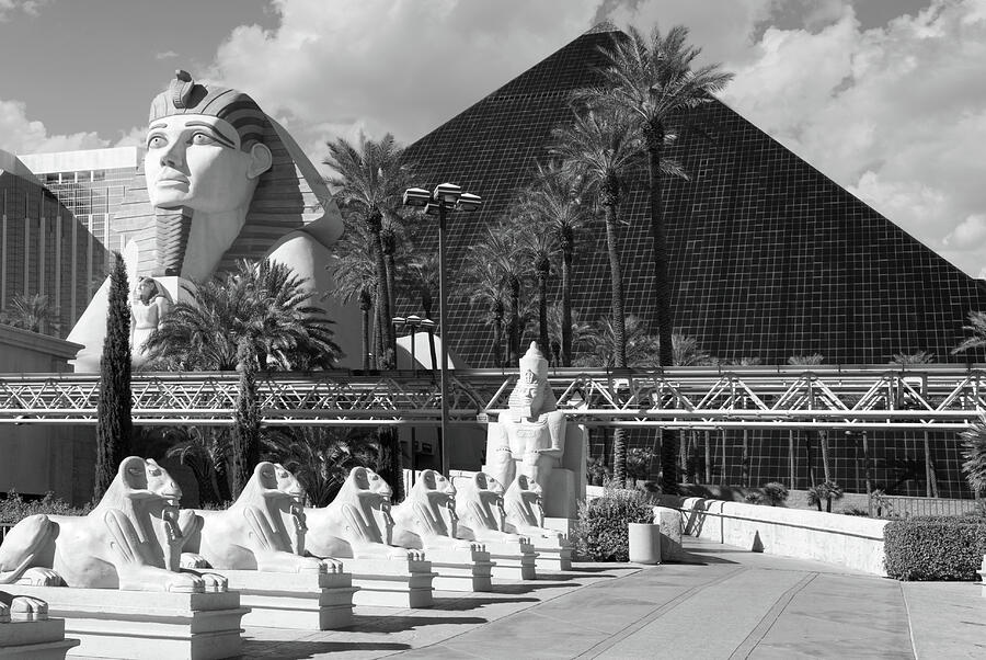 Sphinx at the Luxor BW Photograph by Bob Pardue