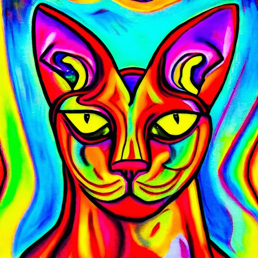 Sphynx Cat Expressionism In Psychedelic Style Viii Digital Art By 