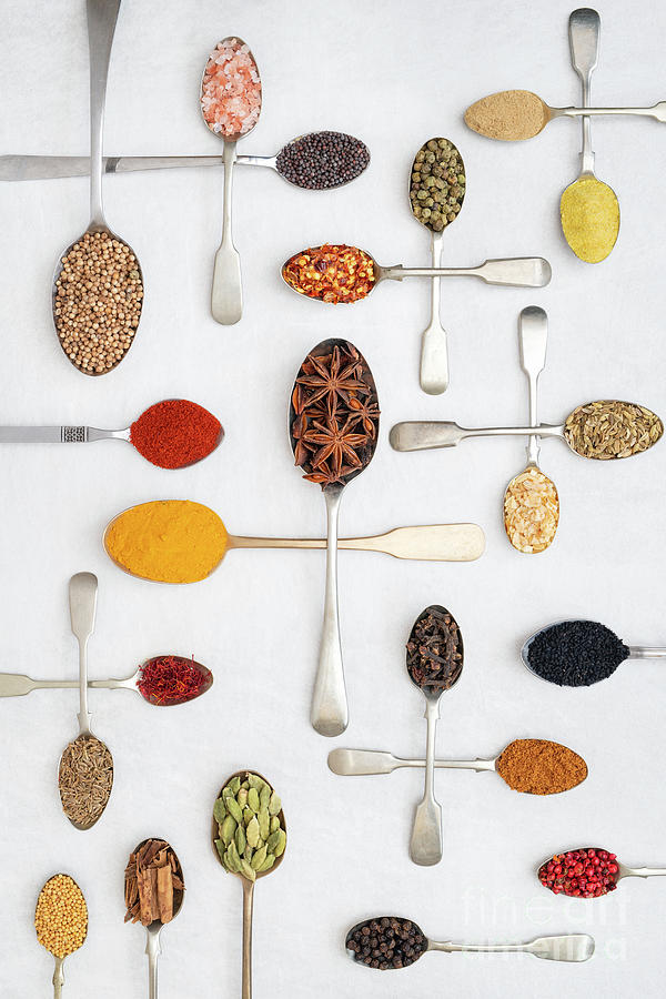 Pattern Photograph - Spices on Spoons by Tim Gainey