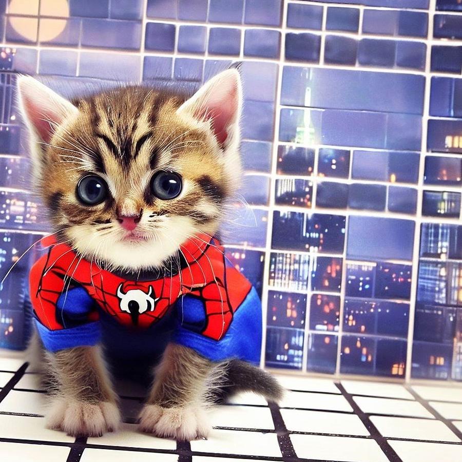 Spider-Cat Digital Art by Cats In Places