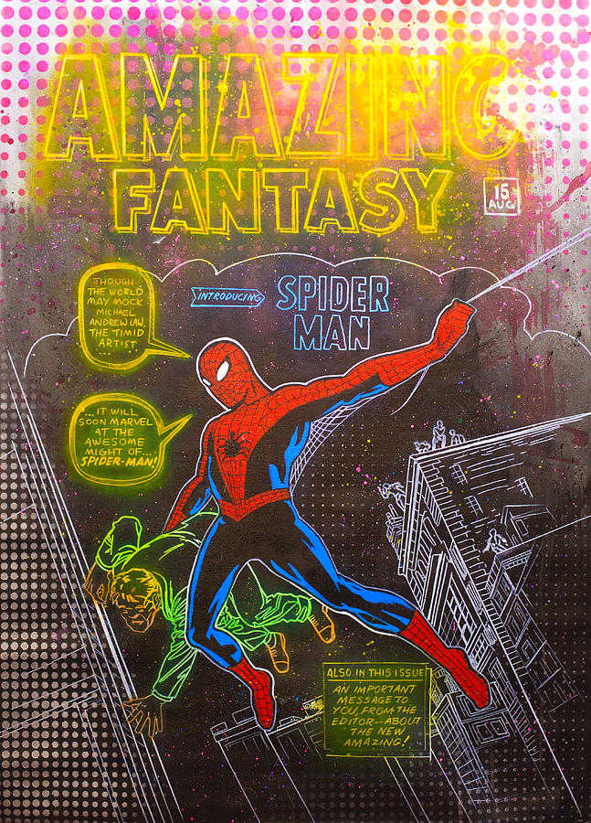 Spider Man Amazing Fantasy #15 Cover alternate version Painting by Michael Andrew Law Cheuk Yui