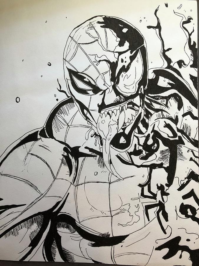 spiderman vs venom drawing - Clip Art Library