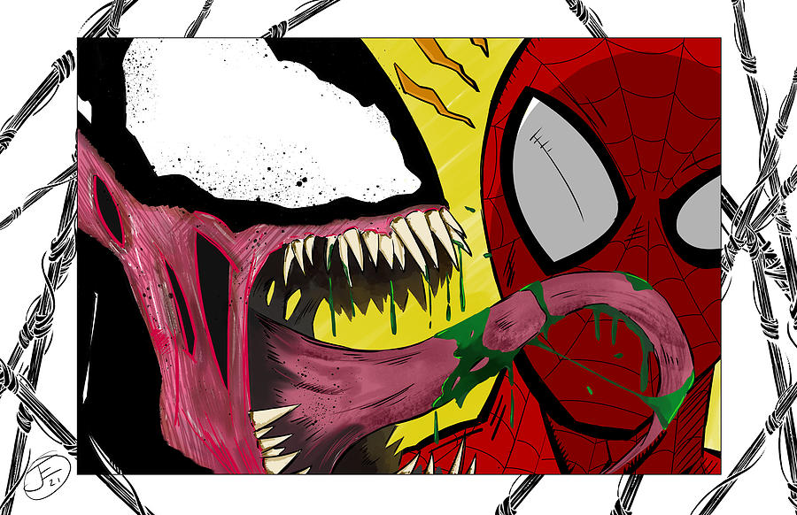 Spider-Man vs. Venom - Alien 3 homage Digital Art by Jon Edwards - Pixels