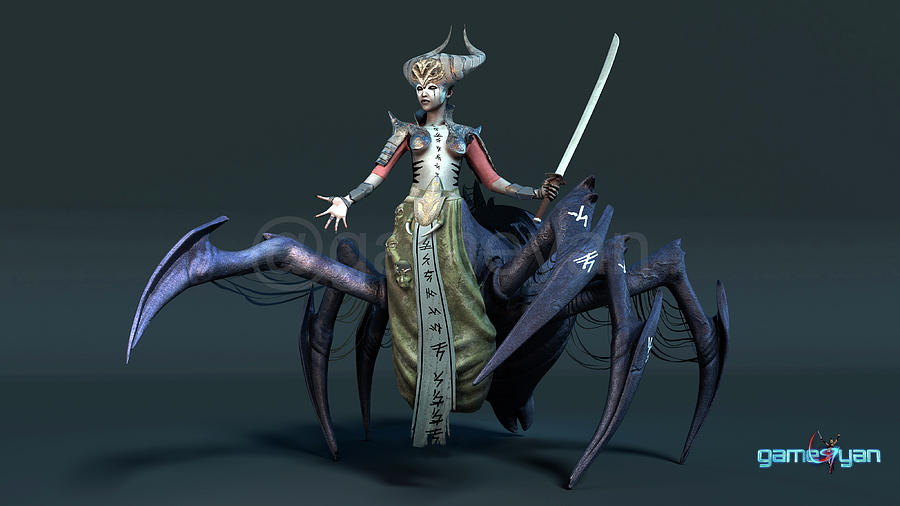 Spider Mistress - 3d low poly character developers for Character Animation Company Digital Art by GameYan