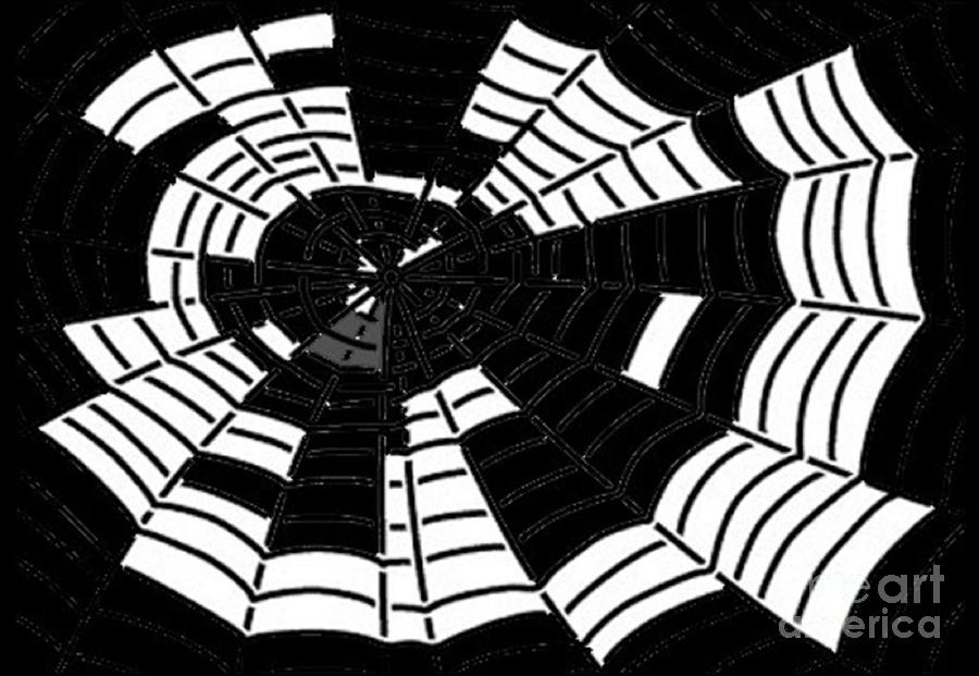 Spider web - abstract black and white  Digital Art by Vesna Antic