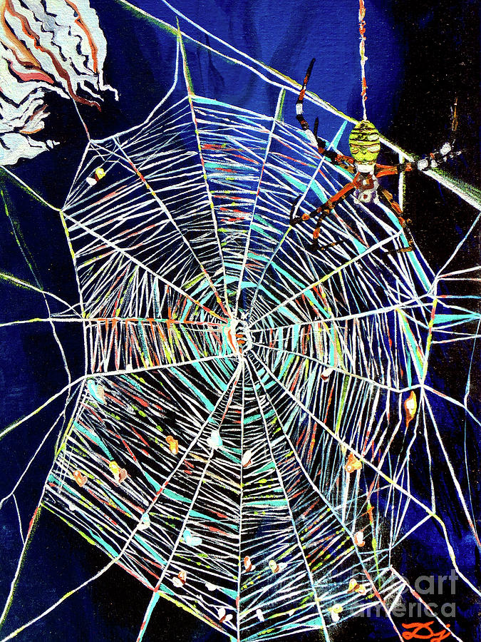 Spider Painting - Spider Web  by Daniel Janda