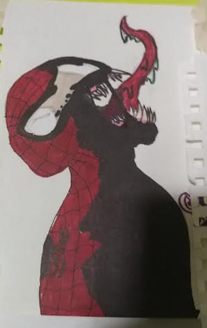 venom spiderman face drawing