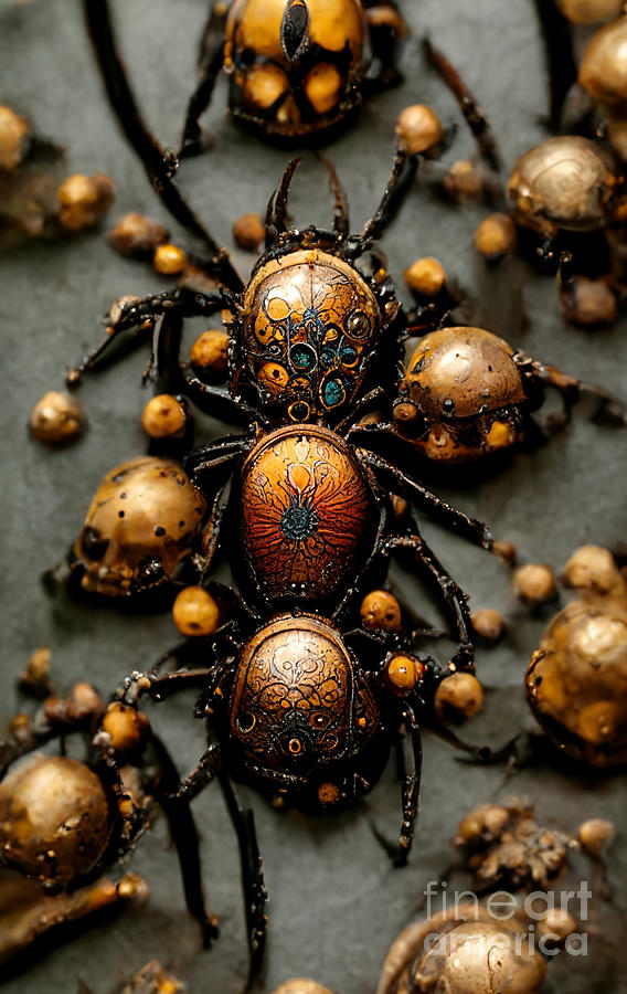 Spider Digital Art - Spiders steampunk by Sabantha