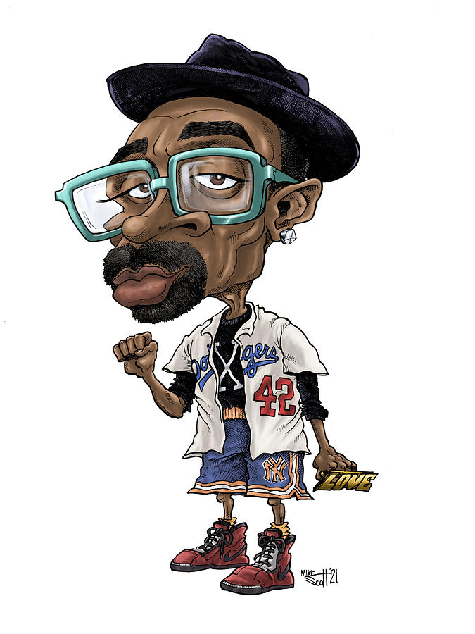 Spike Lee, color Drawing by Mike Scott