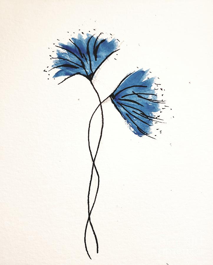 Spikey Blue Flowers  Painting by Margaret Welsh Willowsilk