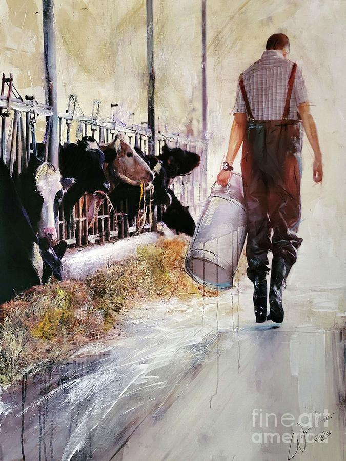 Cow Mixed Media - Spilt Milk by William Smith