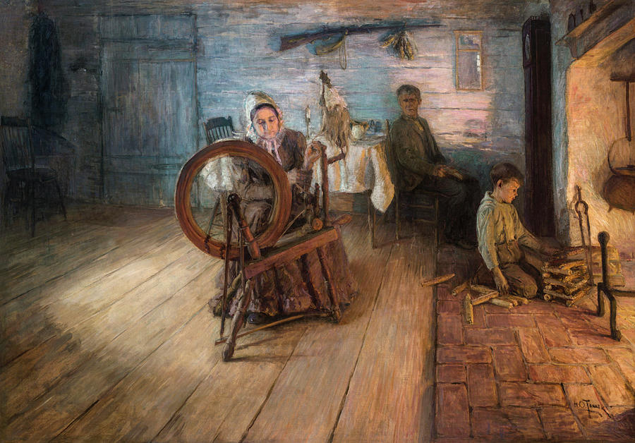 Vintage Painting - Spinning By Firelight by Henry Ossawa Tanner 1894 by Henry ossawa Tanner