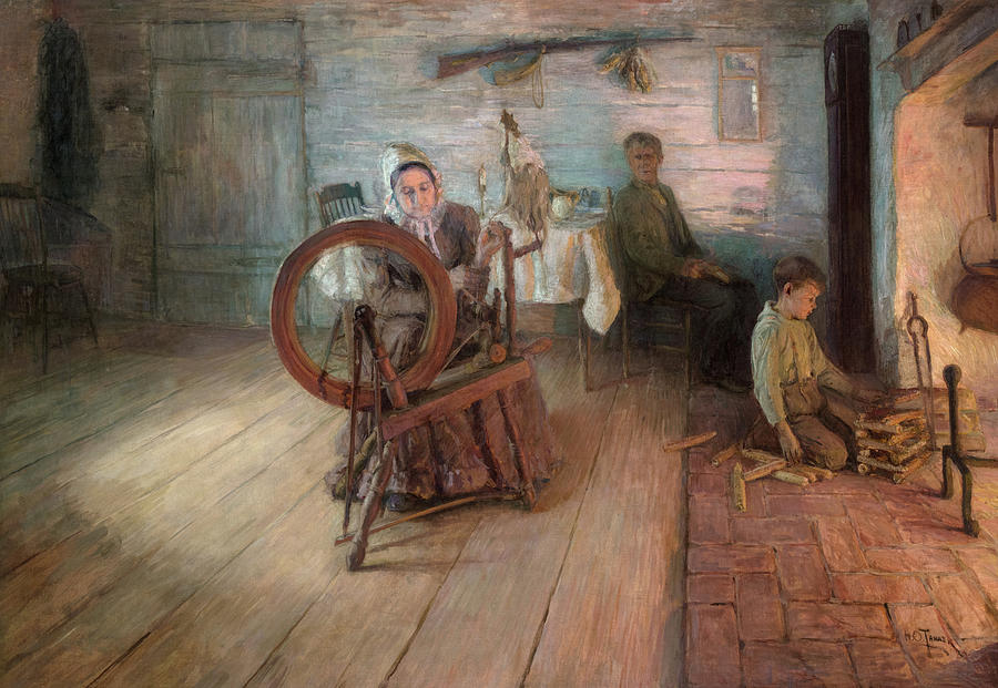 Henry Ossawa Tanner Painting - Spinning By Firelight, The Boyhood of George Washington Gray, 1894 by Henry Ossawa Tanner