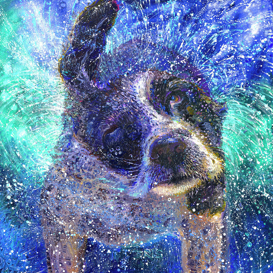 Dog Painting - Spinning Spaniel by Iris Scott