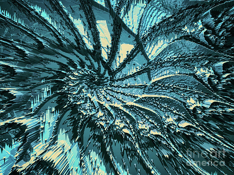 Spinning Turquoise Fractal Digital Art by Phil Perkins