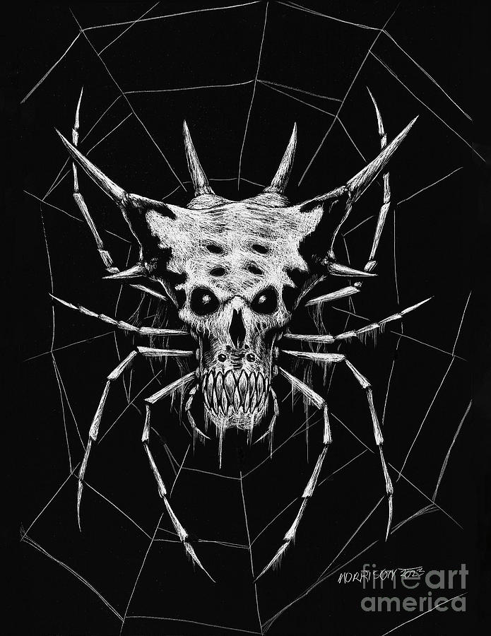 Spider Drawing - Spinny Spider Skull by Stanley Morrison