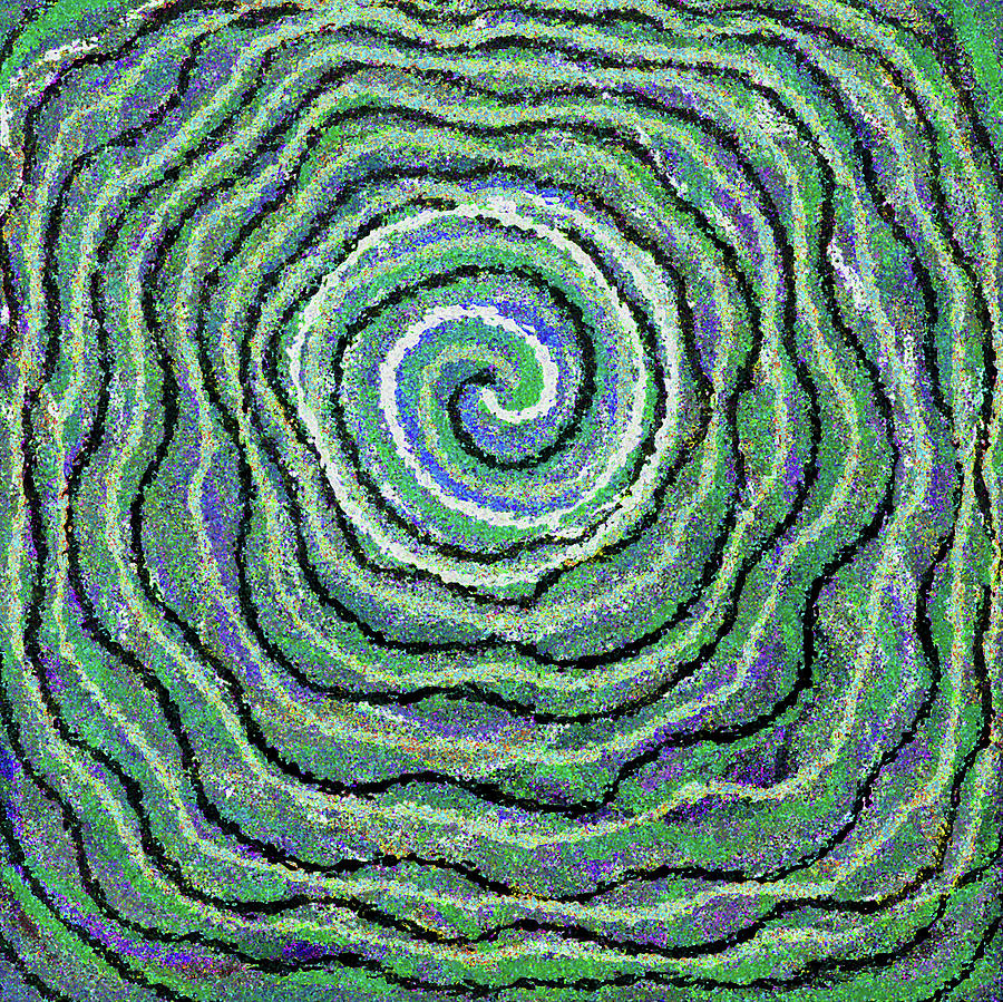 Spiral 1217 Green Painting by Corinne Carroll