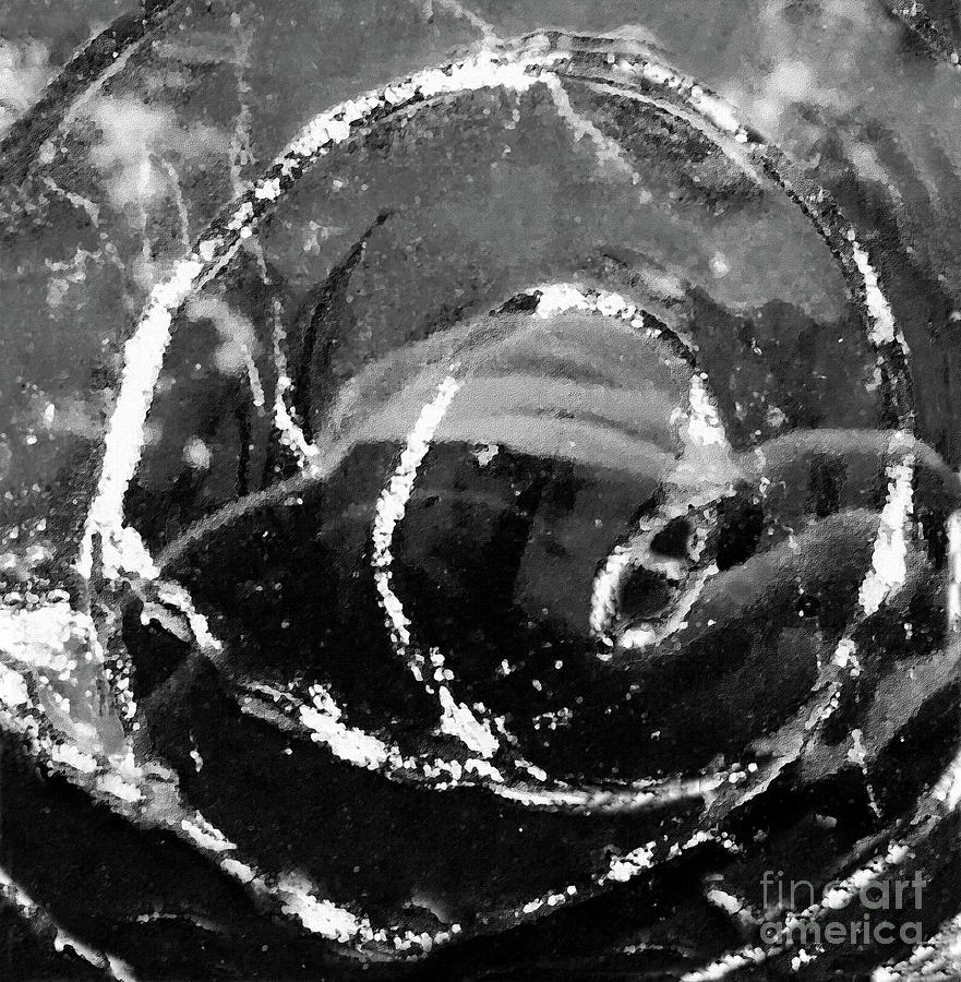 Spiral Abstract Black and White Mixed Media by Sharon Williams Eng