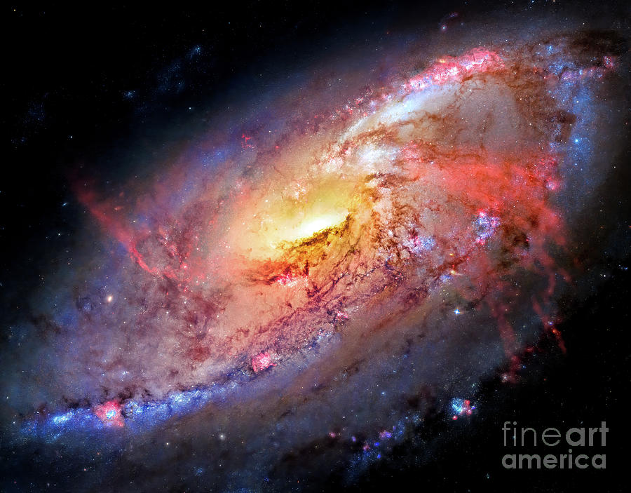 Spiral Galaxy M106 in High Resolution Photograph by M G Whittingham