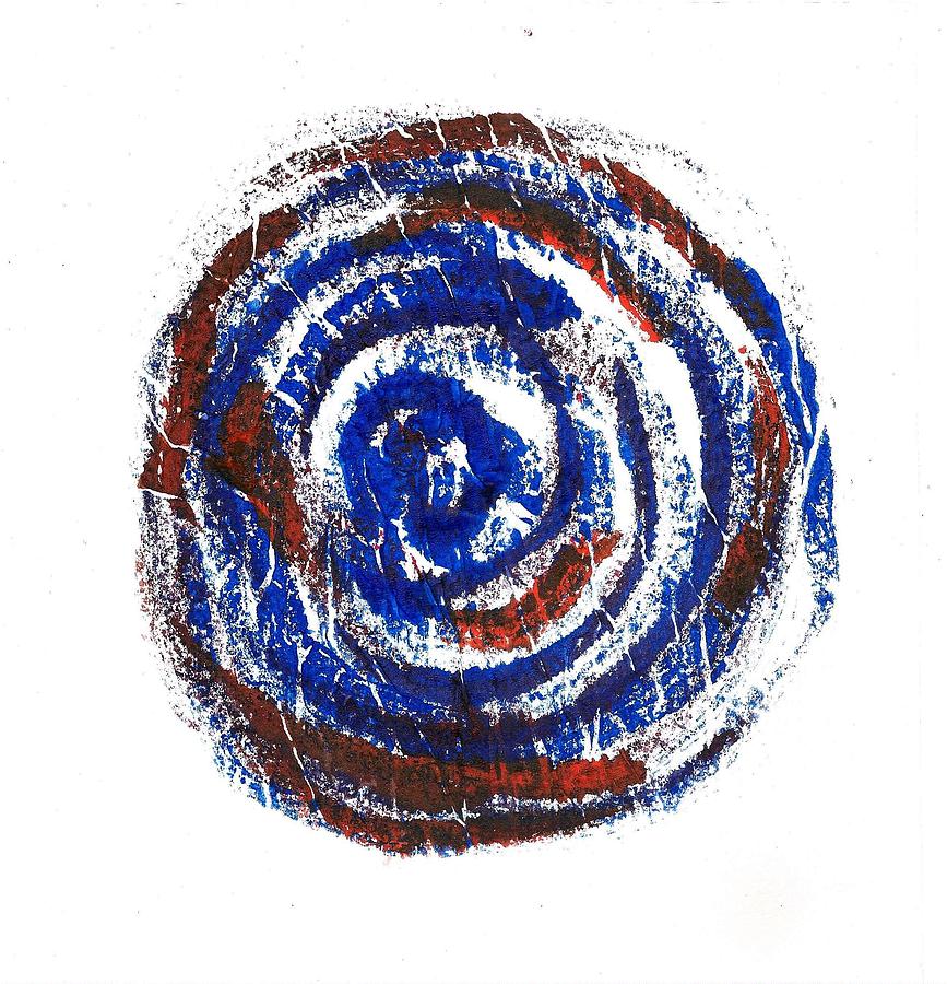 Spiral in blue Mixed Media by Asha Sudhaker Shenoy