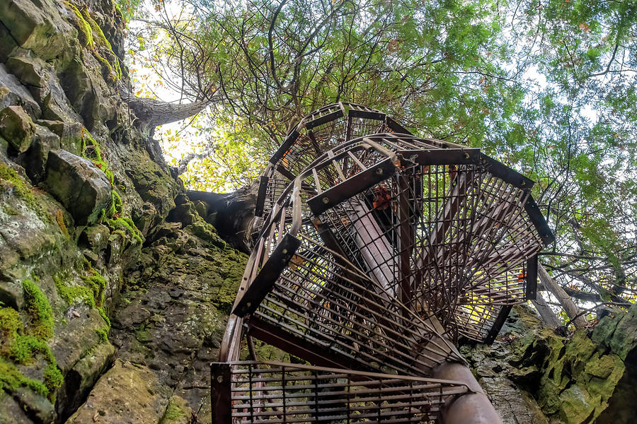Spiral Staircase Down a Cliff in the Woods 2 Photograph by John Twynam