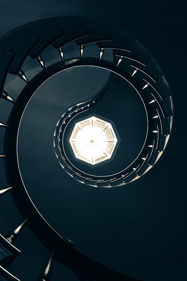 Spiral Staircase In Blue Photograph
