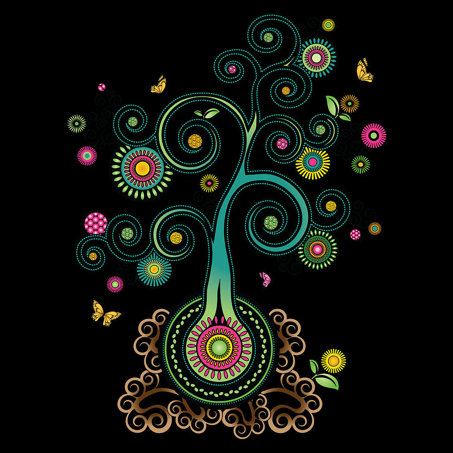 Spiral Tree Night Digital Art by Serena King