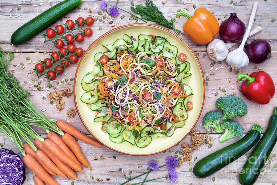 Spiralized Vegetable Salad Bowl Photograph by Tim Gainey