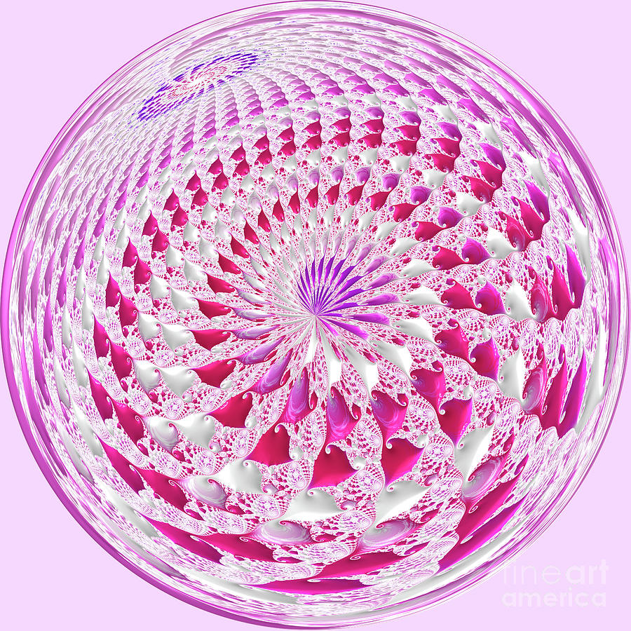 Abstract Digital Art - Spiralling Lace Orb by Elisabeth Lucas