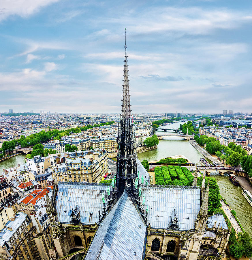 Spire Of Notre Dame Cathedral In Paris Photograph