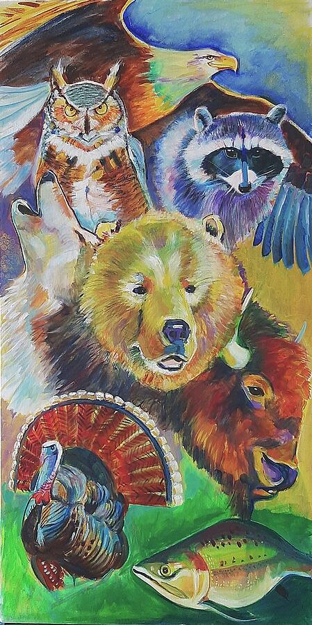 Spirit Animals of the North American Tribes Painting by Kaytee Esser