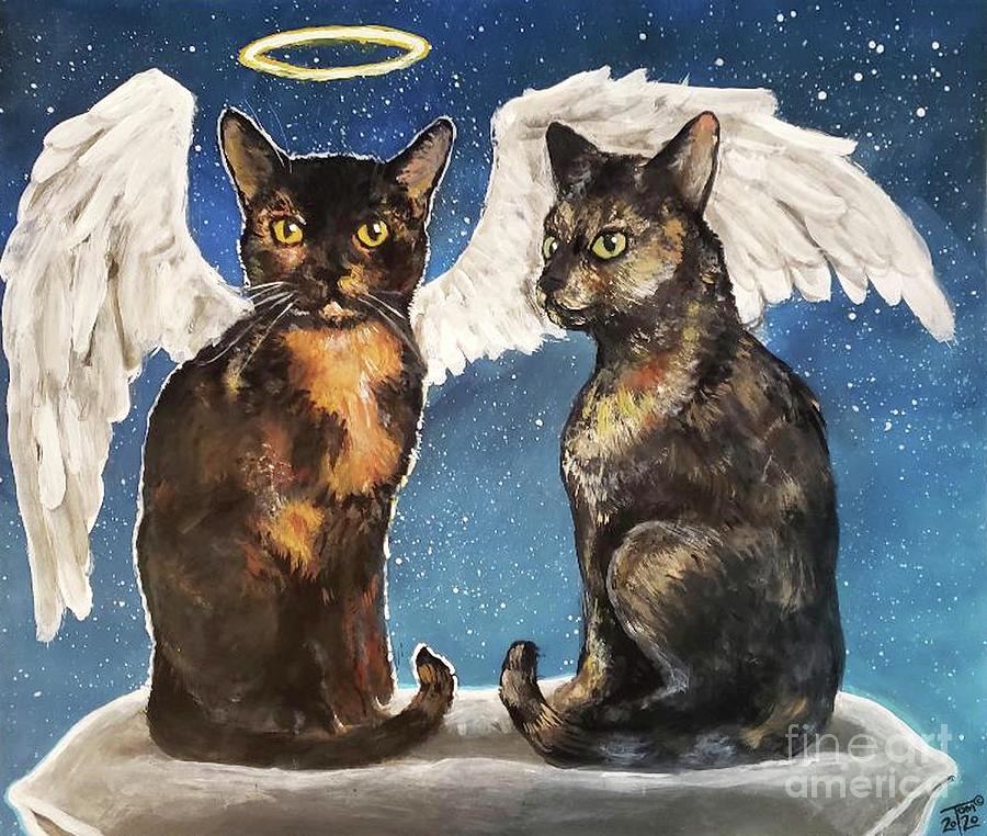 Spirit Cat Visit Painting by Tom Carlton