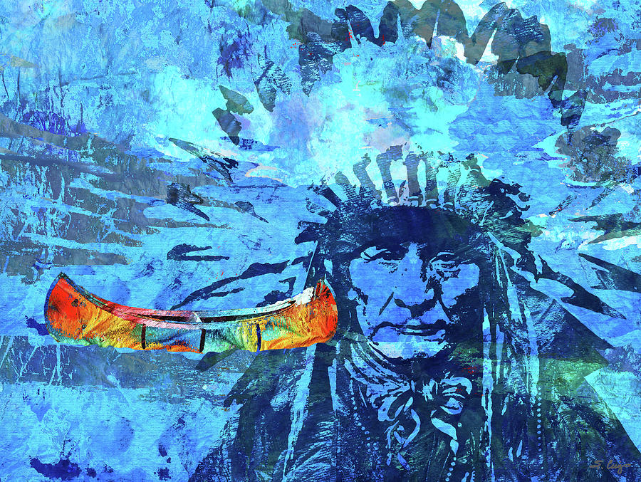 Spirit Chief Native American Canoe Art Painting by Sharon Cummings