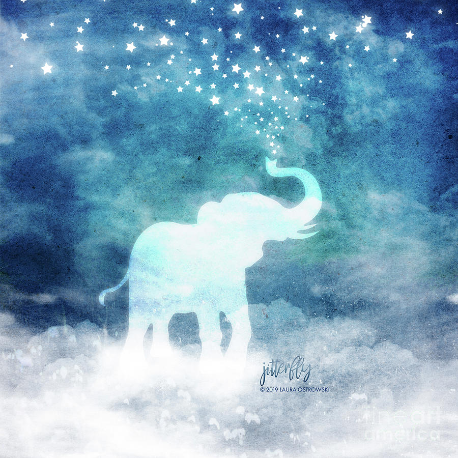 Spirit Elephant Spouting Stars Digital Art by Laura Ostrowski