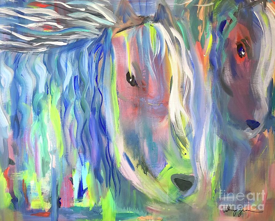 Spirit Horses Painting by Stacey Zimmerman